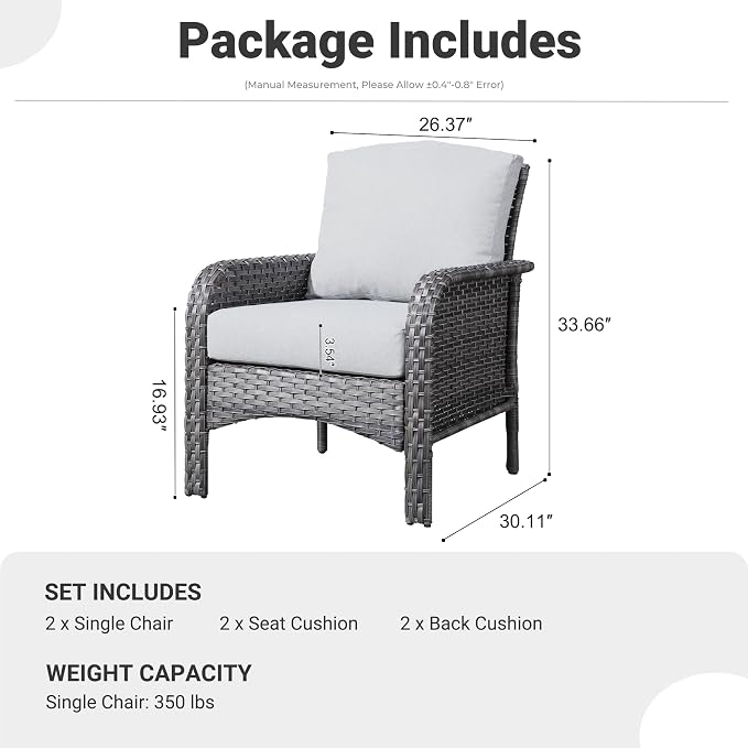 ovios 2-Piece Patio Furniture Set, Outdoor Wicker Sofa - Image 8