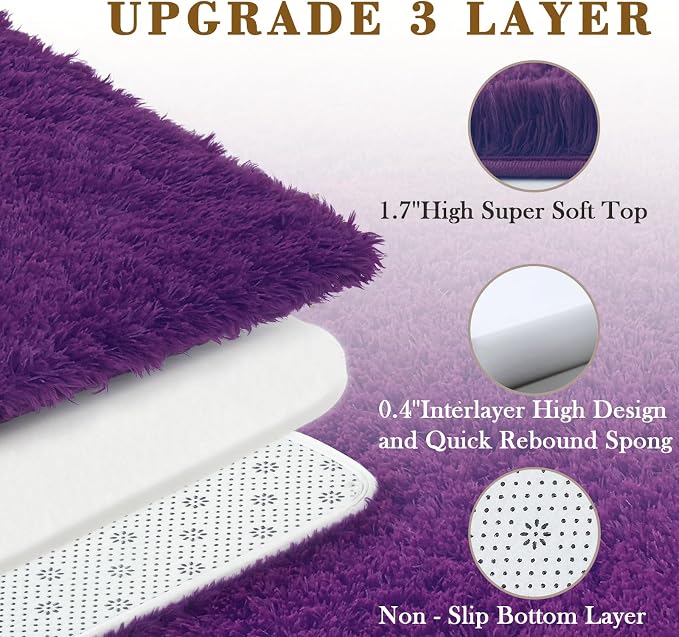 Area Rugs 9x12 Living Room, Shaggy Carpet Soft Plush Furry Bedside Rug Large - Image 4