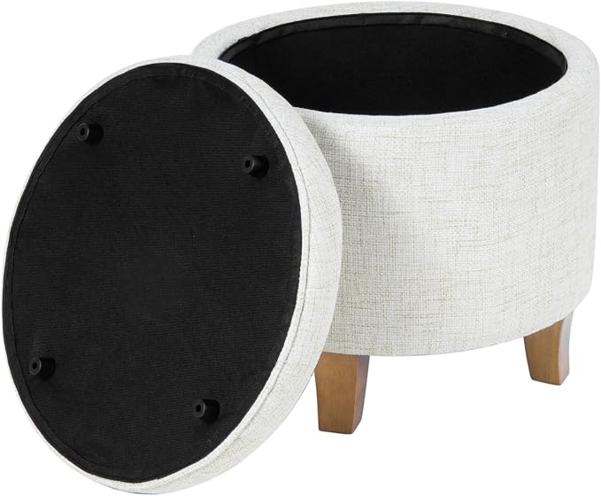 Homepop Home Decor | Upholstered Round Tufted Foot Rest Ottoman | Ottoman - Image 9