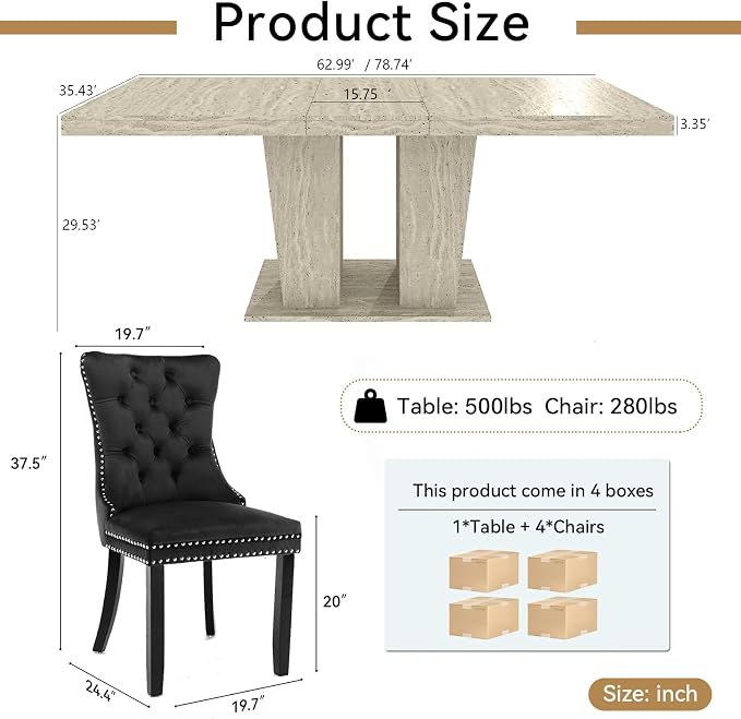 Henf 5 Pieces Extendable Dining Table Set - Image 3