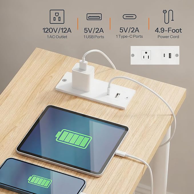 HOOBRO Side Table with Charging Station, End Table with USB Port and Outlet - Image 7
