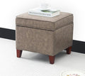 Adeco 17.5" Square Storage Ottoman, Faux Leather Flip Top Footstool & Coffee by Adeco