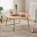 Modern Round Coffee Table 32 in, Acacia Wood Finish Living Room Table by Noeko