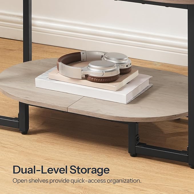 HOOBRO Coffee Table for Living Room, Oval Small Coffee Table - Image 6