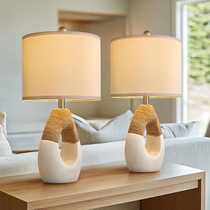 OYEARS 22” Boho Table Lamps for Bedroom Living Room Upgraded Set of 2 Medium - Image 8