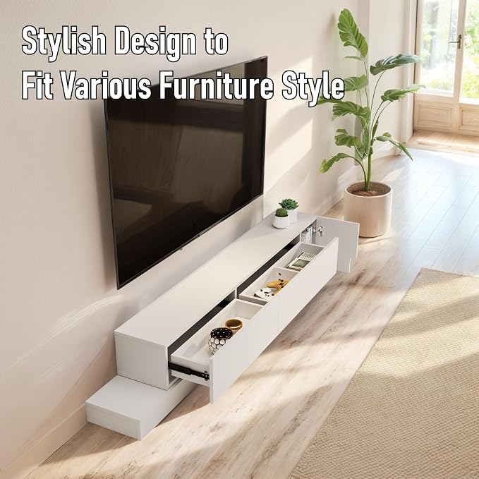 Retractable TV Shelf, Solid Wood Minimalist TV Stand, Mid-Century TV Console - Image 7