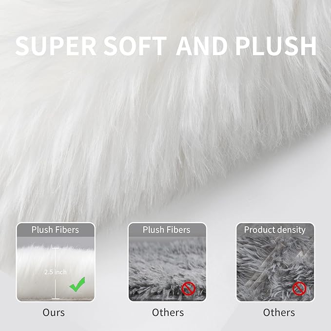 Small Faux Fur Rug 2x4 ft Ultra Soft Sheepskin Rugs Chair Sofa Cover Seat Pad - Image 5