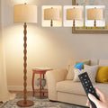 QIYIZM Wood Floor Lamp for Living Room, Vintage Standing Lamp by QIYIZM