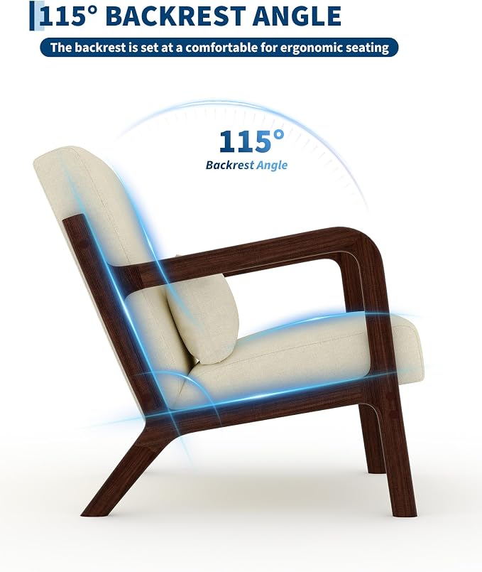 Garvee Mid-Century Chenille Accent Chair Set of 2, Cozy Reading Chair, Modern - Image 5
