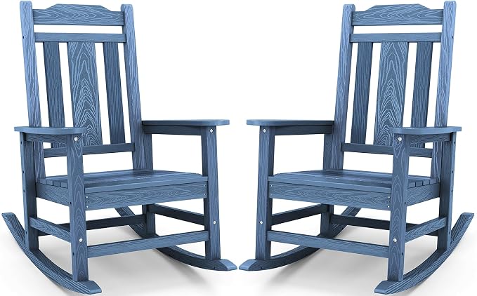 SERWALL Oversized Outdoor Rocking Chair Set of 2, All Weather Patio Rocking by SERWALL