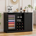Coffee Bar Cabinet with Fridge, Fluted Wine Bar Cabinet with Wine Rack and by Unknown