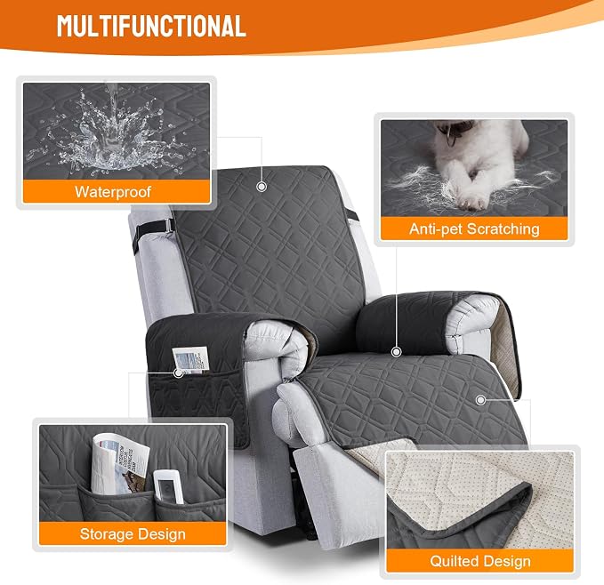 VANSOFY 100% Waterproof Recliner Chair Covers, Recliner Cover Non-Slip Dog - Image 4