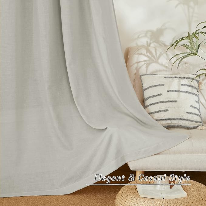 NICETOWN Gray Linen Curtains 108 inches Long - Image 6