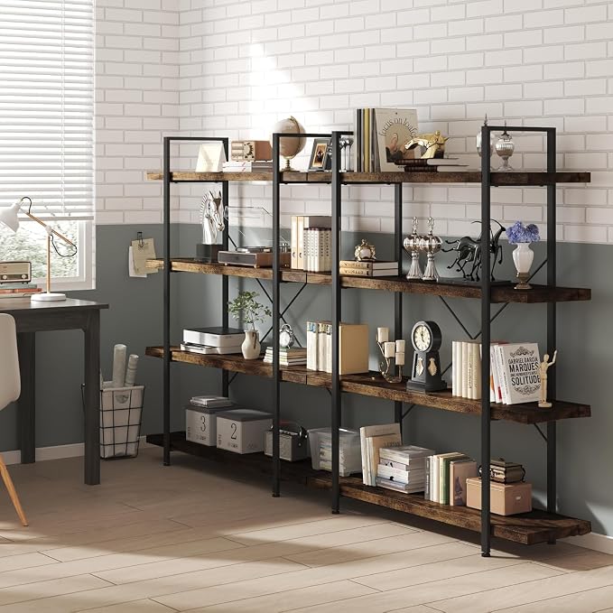 OtterOasis Bookshelf Set, Heavy Duty 4-Tier Industrial Bookcase, 120lbs Shelf - Image 7