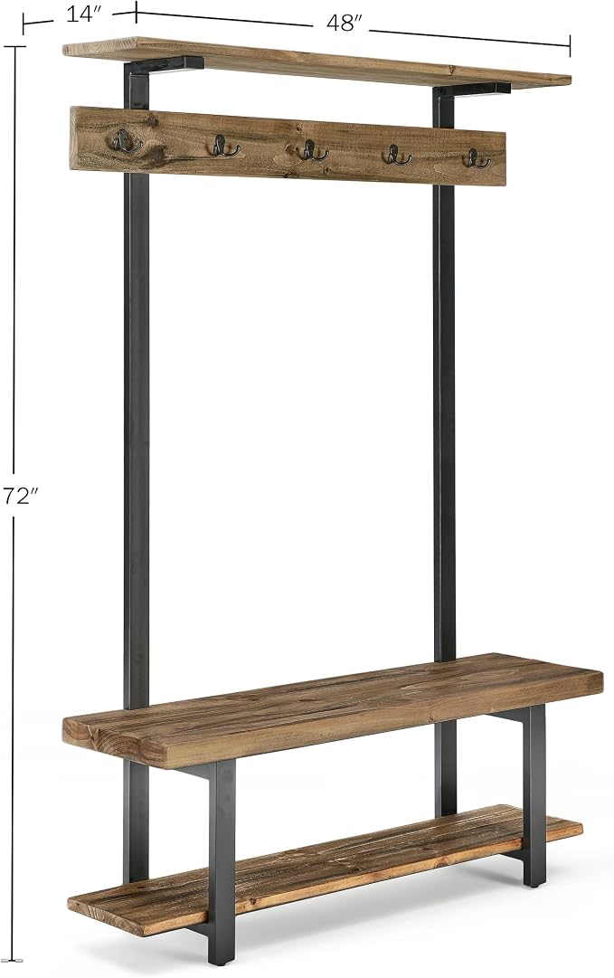 Alaterre Furniture Pomona Entryway Hall Tree – Modern Farmhouse 48-Inch Solid - Image 7