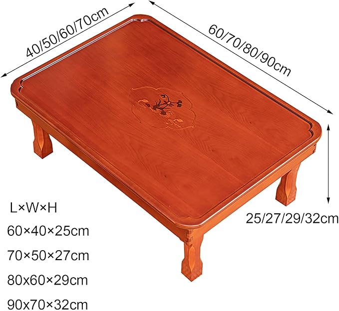 Folding Coffee Table, Japanese-Style Square Low Wood Table, - Image 2