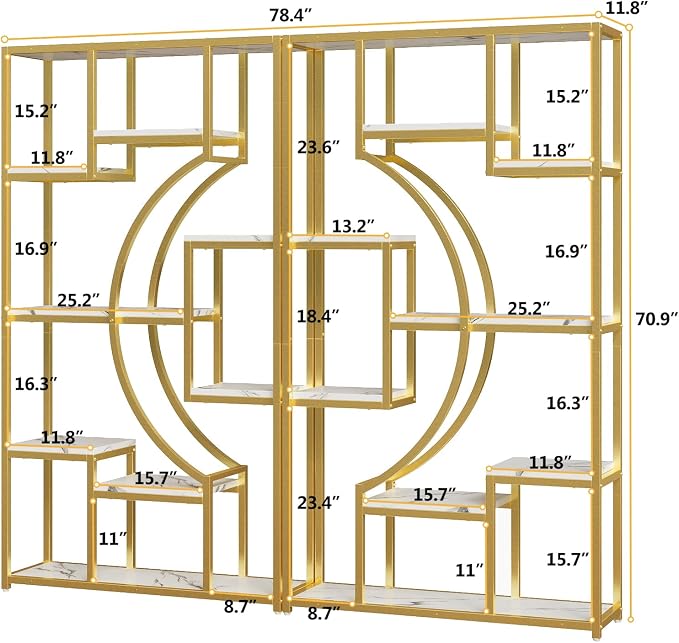 HolliWill Modern Book Shelf, 70.8 Inch Tall Etagere Bookcase, - Image 2