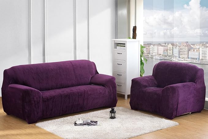 vctops 1-Piece Velvet Plush Stretch Chair Sofa Slipcover Soft Fuzzy Fluffy - Image 2