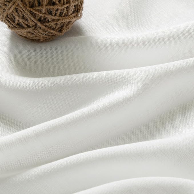 Nanspring Ivory Linen Curtains for Living Room 2 Panels Set Extra Long Back Tab - Image 5