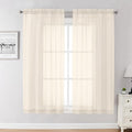 Chyhomenyc Cream Sheer Curtains 45 Inch Long 2 Panels, Short Voile Sheer Drapes by Chyhomenyc