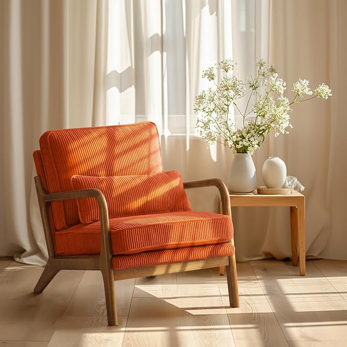 VINGLI Upgraded Premium Corduroy Accent Chair, Upholstered Arm Chair, Solid - Image 9