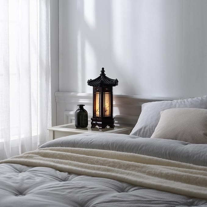 Antique Alive Traditional Korean Wood Lamp | Handmade Asian Oriental Table - Image 9