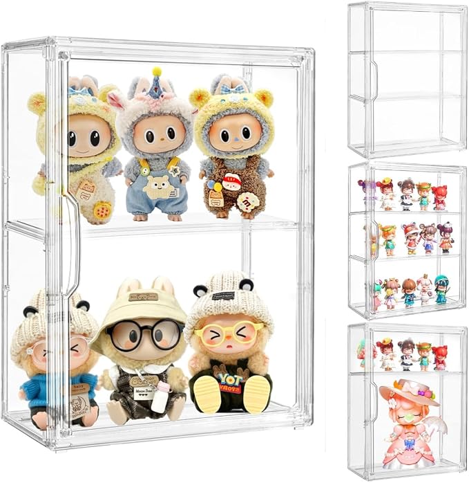 Attelite Acrylic Display Cases for Collectibles, 4 Pack 3 Layer Clear Display by Attelite