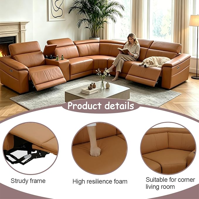 Power Recliner Sofa Set, Reclining Sectional Sofa Couch - Image 5