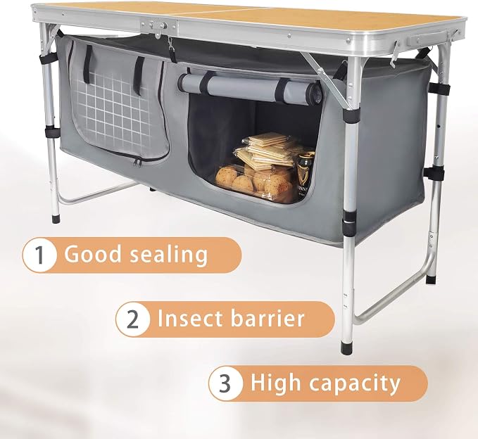 CampLand Outdoor Folding Table Aluminum Lightweight Height Adjustable - Image 4