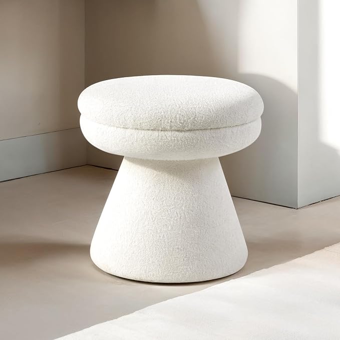 Furniture of America Rami Modern 18-inch Mushroom-Shape Upholstered Ottoman - Image 2
