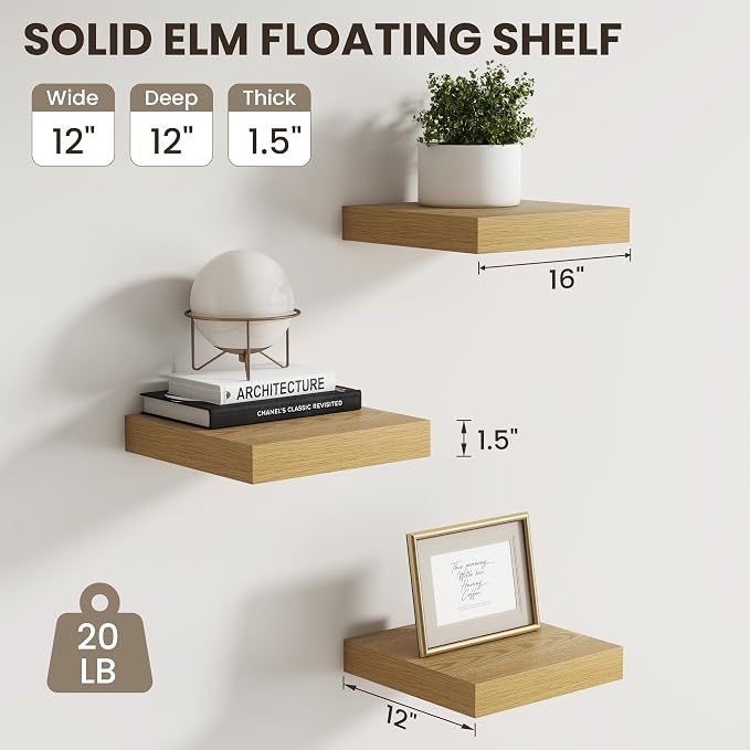 Dreamland Floating Shelves for Wall, Small Deep Floating Shelf Square Wall Shelf - Image 3