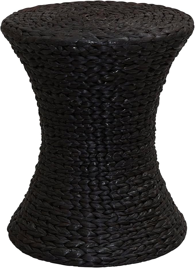 Household Essentials Hourglass Water Hyacinth & Iron Side Table, Stained Brown by HouseholdEssentials