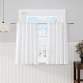 Nanspring White Short Linen Curtains 40 Inch Length 2 Panels Back Tab Rod by Nanspring