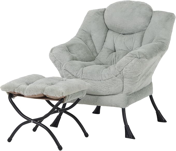 Welnow Lazy Chair with Ottoman, Modern Accent Chair with Armrests and a Side by LifeGetsBetterWithWelnow