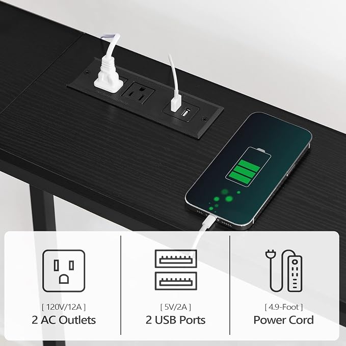 MAHANCRIS Console Table with Power Outlet, Industrial Entryway Table with USB - Image 7