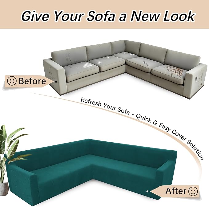 Arfntevss Stretch Sectional Couch Covers L Shaped Corner Sectional Sofa Cover - Image 6