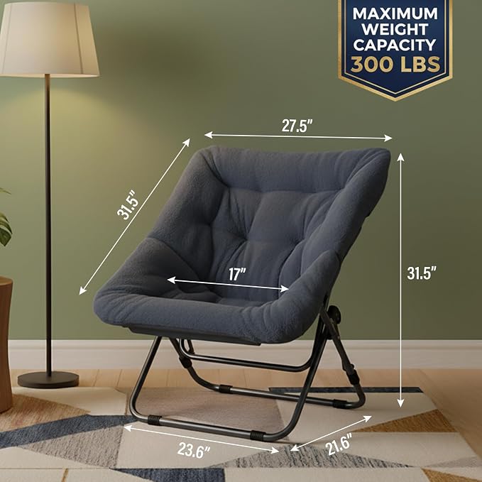 Tiita Comfy Folded Chair, Soft Faux Fur Oversized Folding Accent Chair - Image 3
