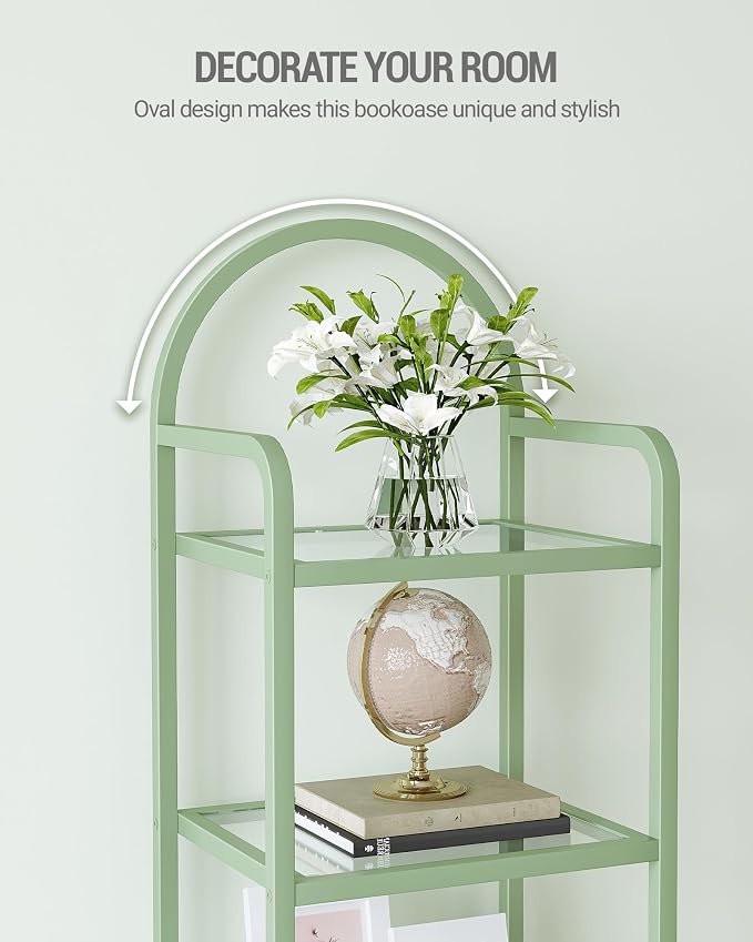 Hzuaneri Bookcase Bookshelf, Tempered Glass Bookshelves, Slim Shelving Unit - Image 6
