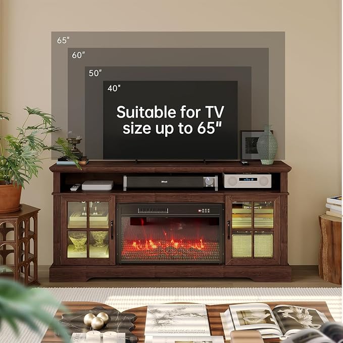 58" Fireplace TV Stand, Modern Entertainment Center - Image 7