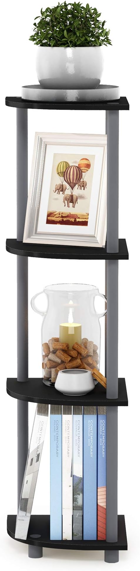 Furinno Turn-N-Tube Corner Shelf, 4-Tier Corner Bookshelf, Display Storage - Image 4