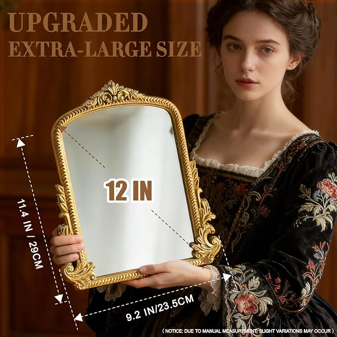 YUSONG Vintage Desk Mirror – 12" Gold Antique Tabletop Mirror - Image 2