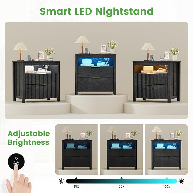 HNEBC Set of 2 Smart Farmhouse Nightstands - Image 4