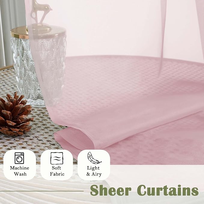 Lecloud Blush Pink Sheer Curtains - Image 8