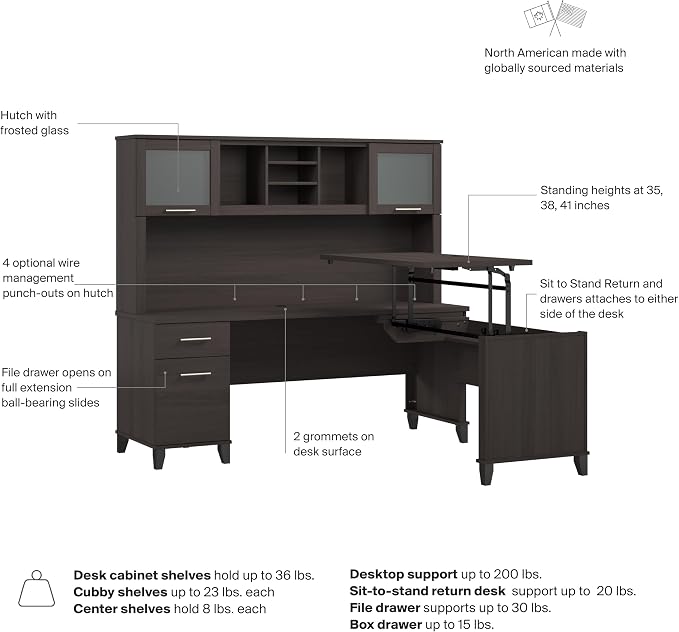 Bush Home 72-Inch L-Shaped Sit to Stand Desk - Image 8