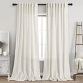 Extra Long Curtains 120 inch Length 2 Panels Back Tab Neutral Farmhouse Drapes by Nanspring