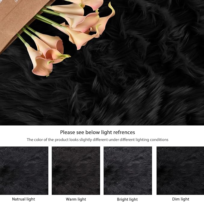 ORINOVA Washable Faux Fluffy Fur Round Area 6.6ft Rugs - Image 9