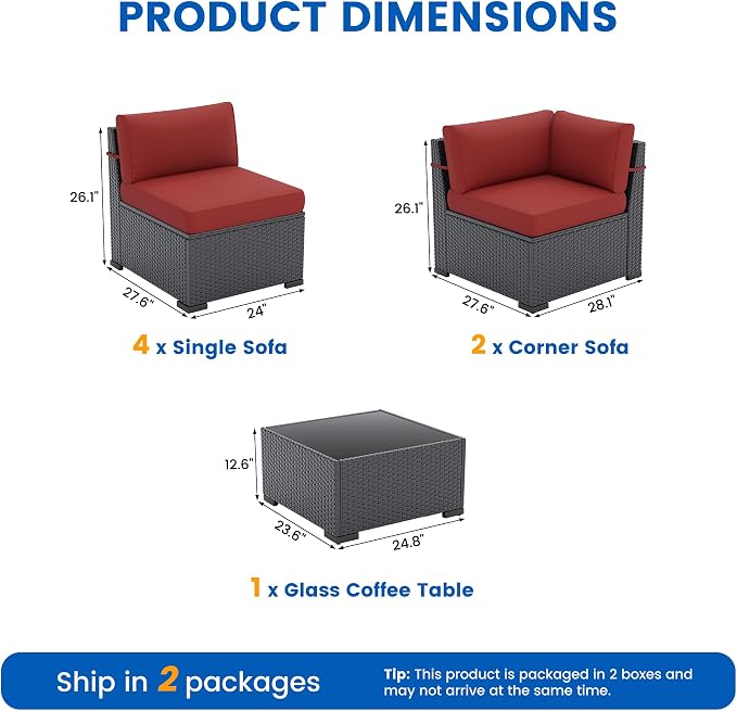 Patio Furniture Sets, 7-Piece Outdoor Patio Furniture - Image 8