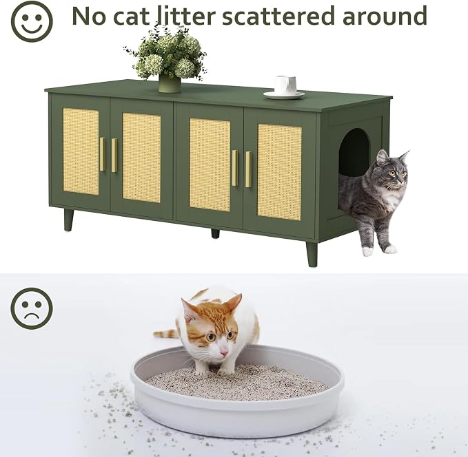 Homhedy Boho Cat Litter Box Enclosure - Image 5