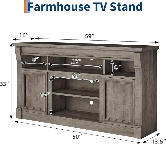 IDEALHOUSE Farmhouse TV Stand for TVs Up to 65", Entertainment Center - Image 6
