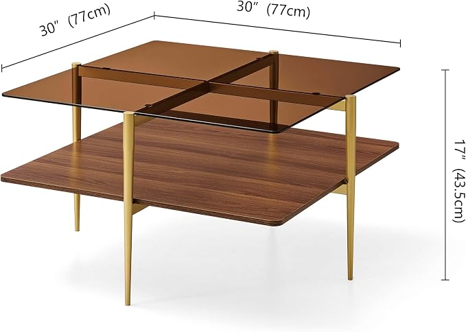 LumFurn Square Coffee Table, Mid-Century Modern Design, L30 x W30 x H17 Inch - Image 2
